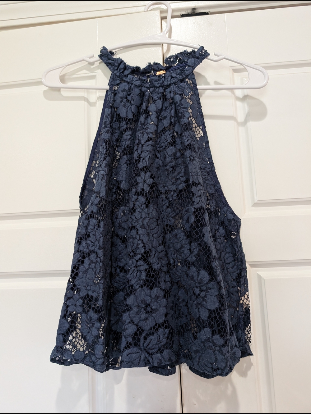 Free People Navy Lace Halter Top M